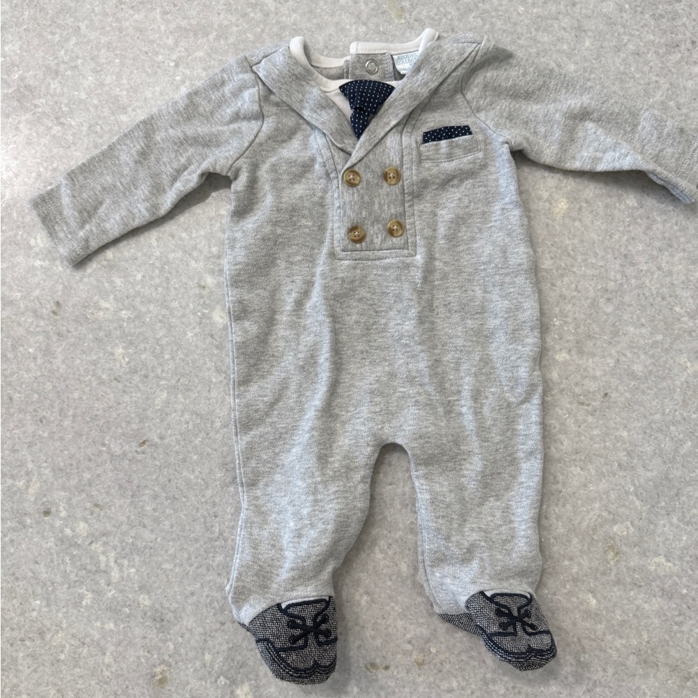 Fancy Footie Onesie NB Baby Boy with Tie